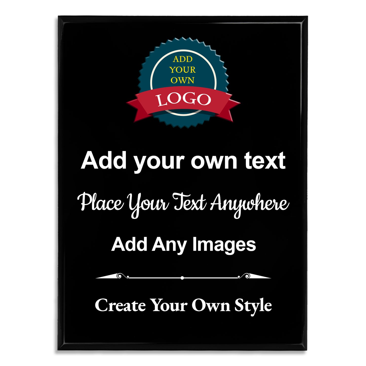 Build Your Own Portrait Plaque - Totally Freeform -  4 Plaque Colors  - Add Your Own Text Logos Or Images