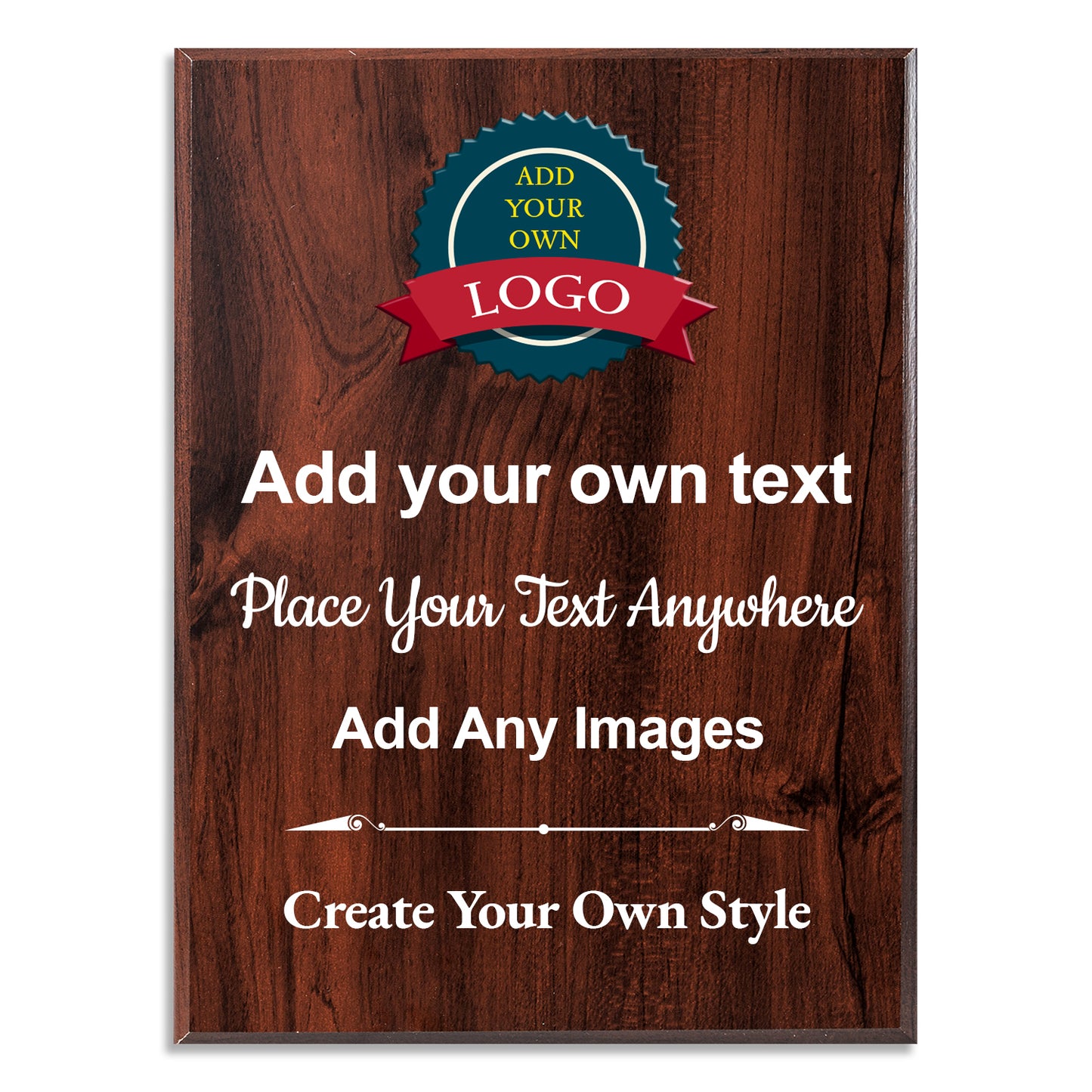 Build Your Own Portrait Plaque - Totally Freeform -  4 Plaque Colors  - Add Your Own Text Logos Or Images