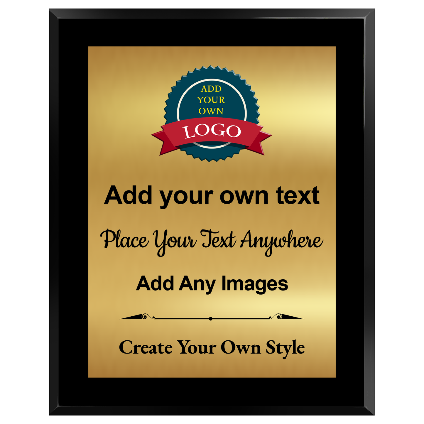 Build Your Own Plaque - Totally Freeform -  Silver Or Gold Metal - Add Your Own Text Logos Or Images