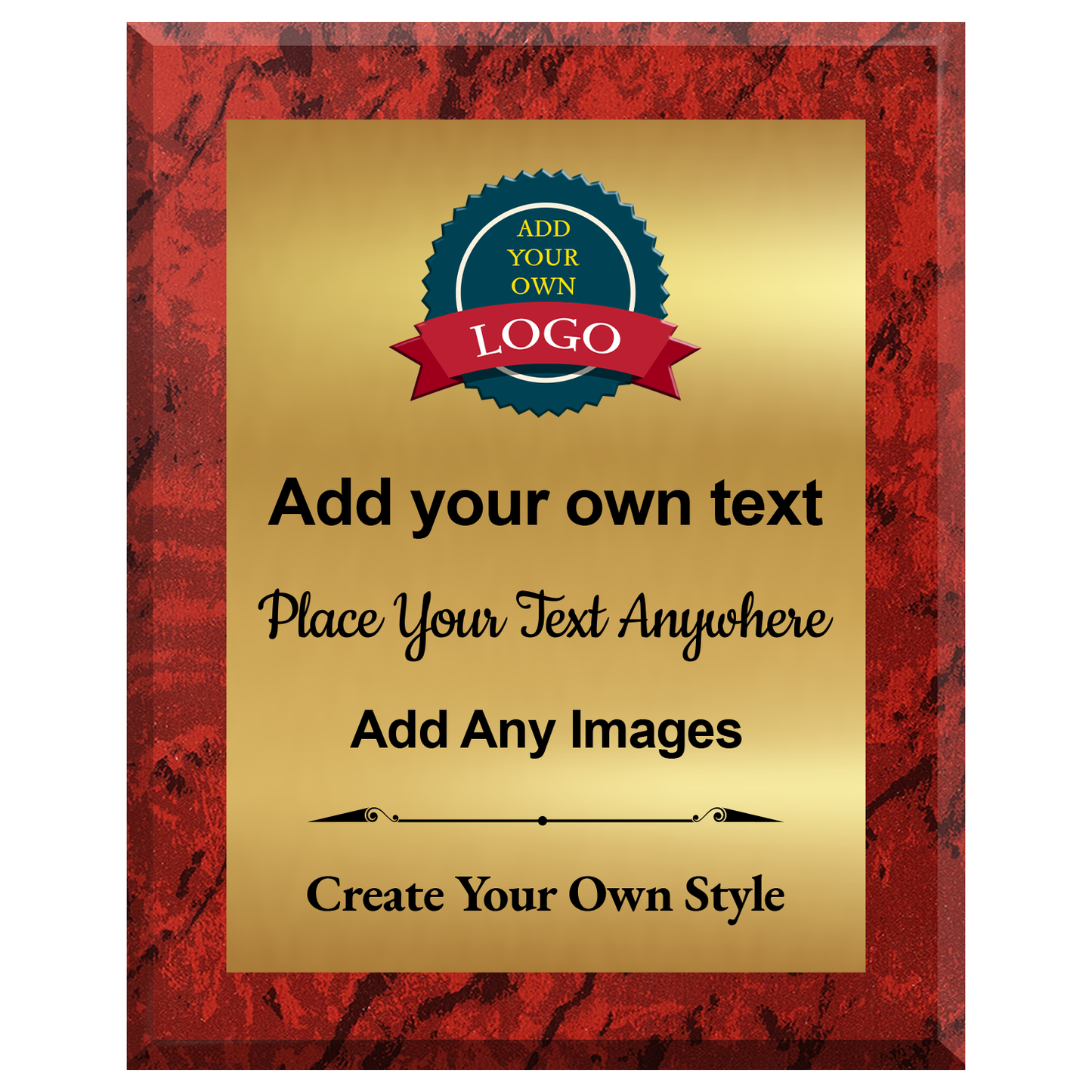 Build Your Own Plaque - Totally Freeform -  Silver Or Gold Metal - Add Your Own Text Logos Or Images