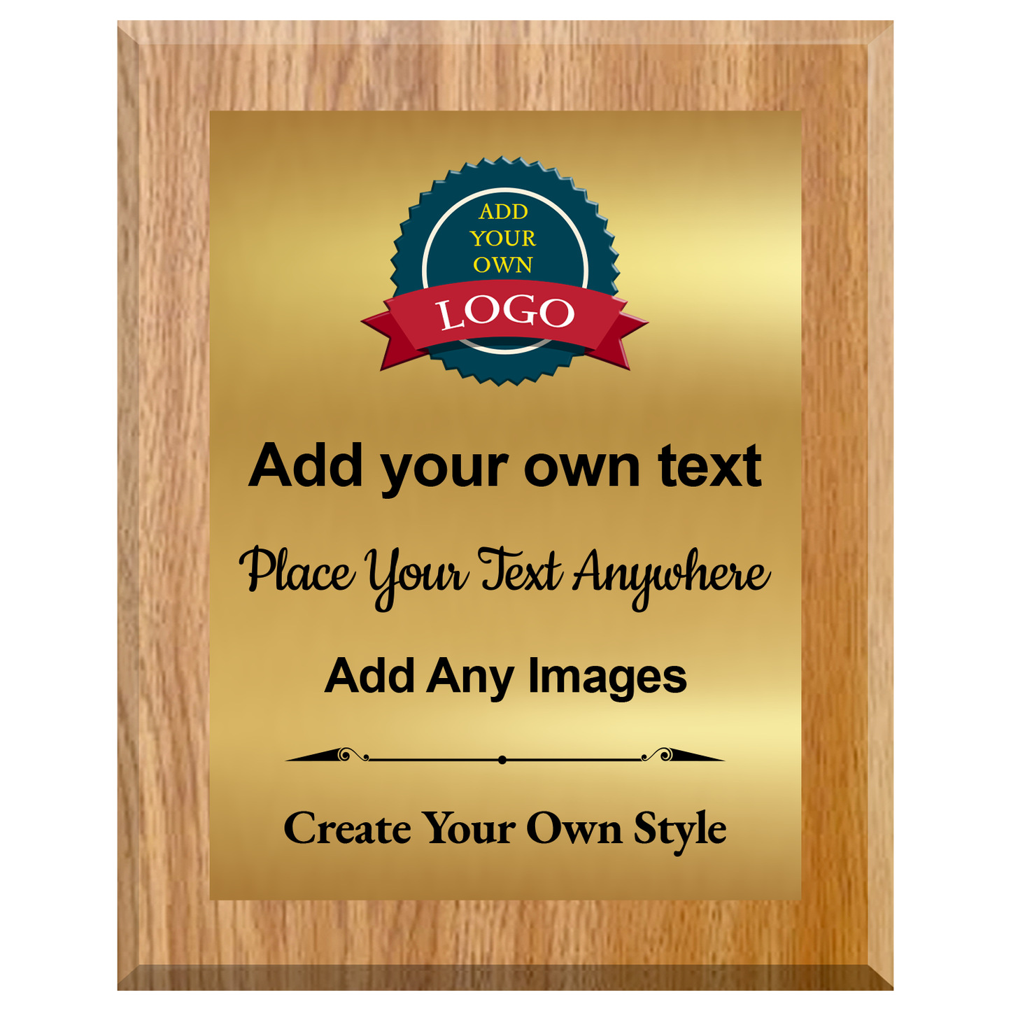 Build Your Own Plaque - Totally Freeform -  Silver Or Gold Metal - Add Your Own Text Logos Or Images