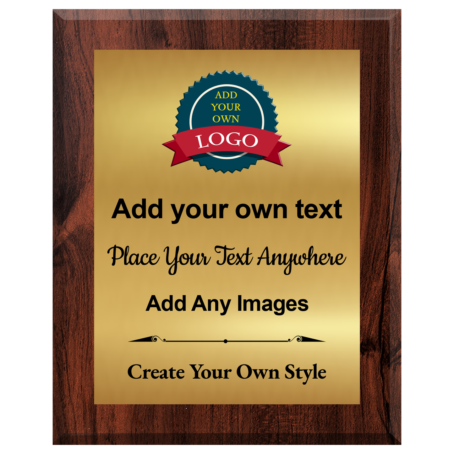 Build Your Own Plaque - Totally Freeform -  Silver Or Gold Metal - Add Your Own Text Logos Or Images