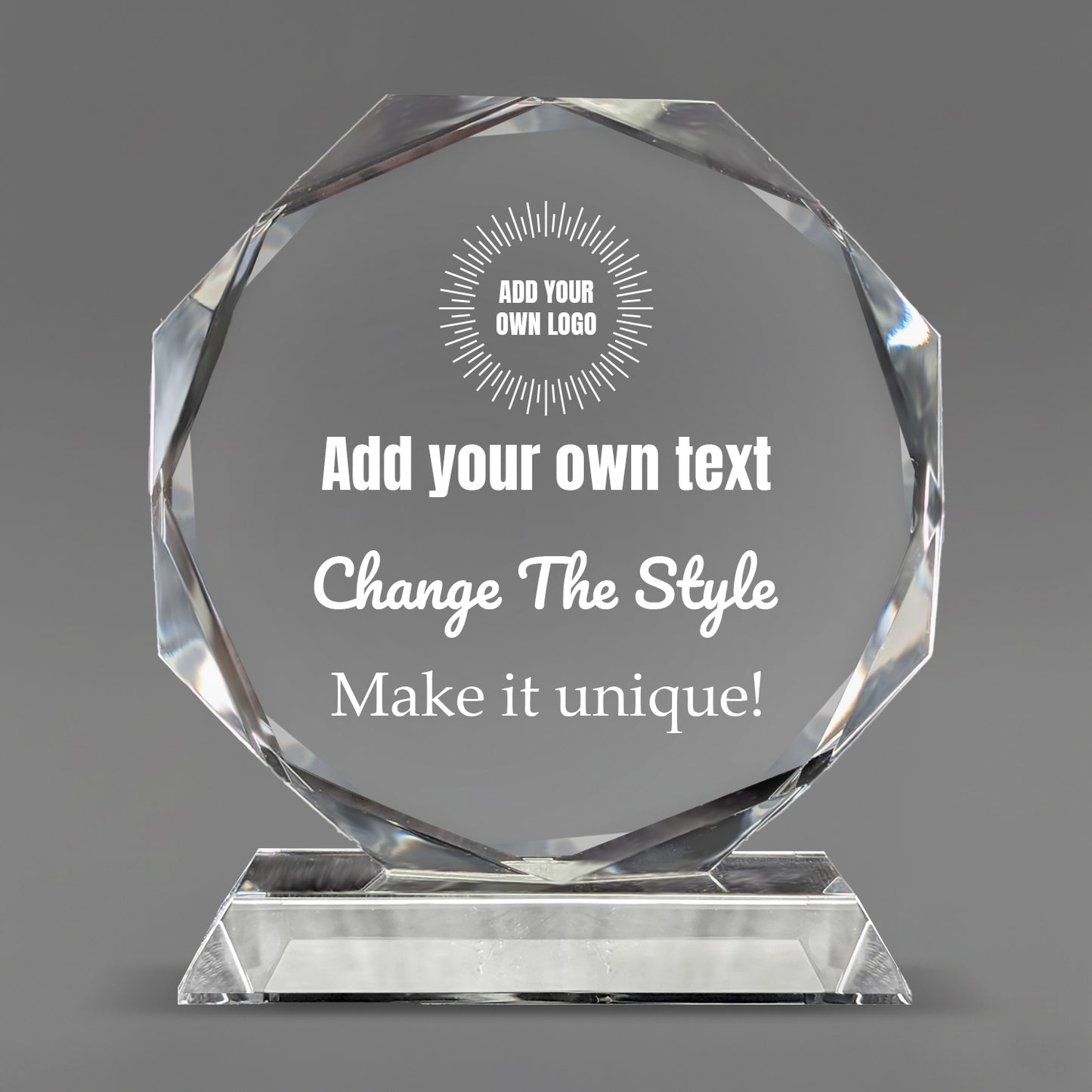 Design Your Own Crystal Glass Octagon Award