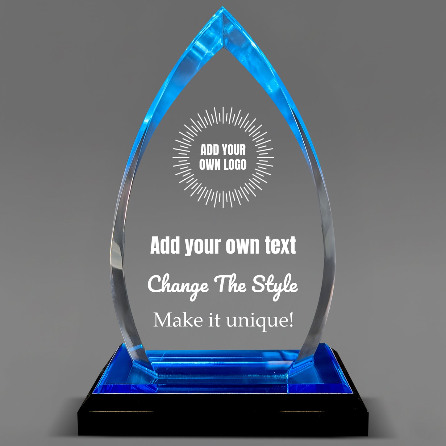 Design Your Own Acrylic Blue Oval Award
