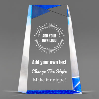 Design Your Own Blue Facet Wedge Acrylic Award