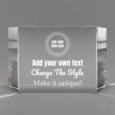Clear Crystal Glass Facet Rectangular Award  - Create Your Own Design