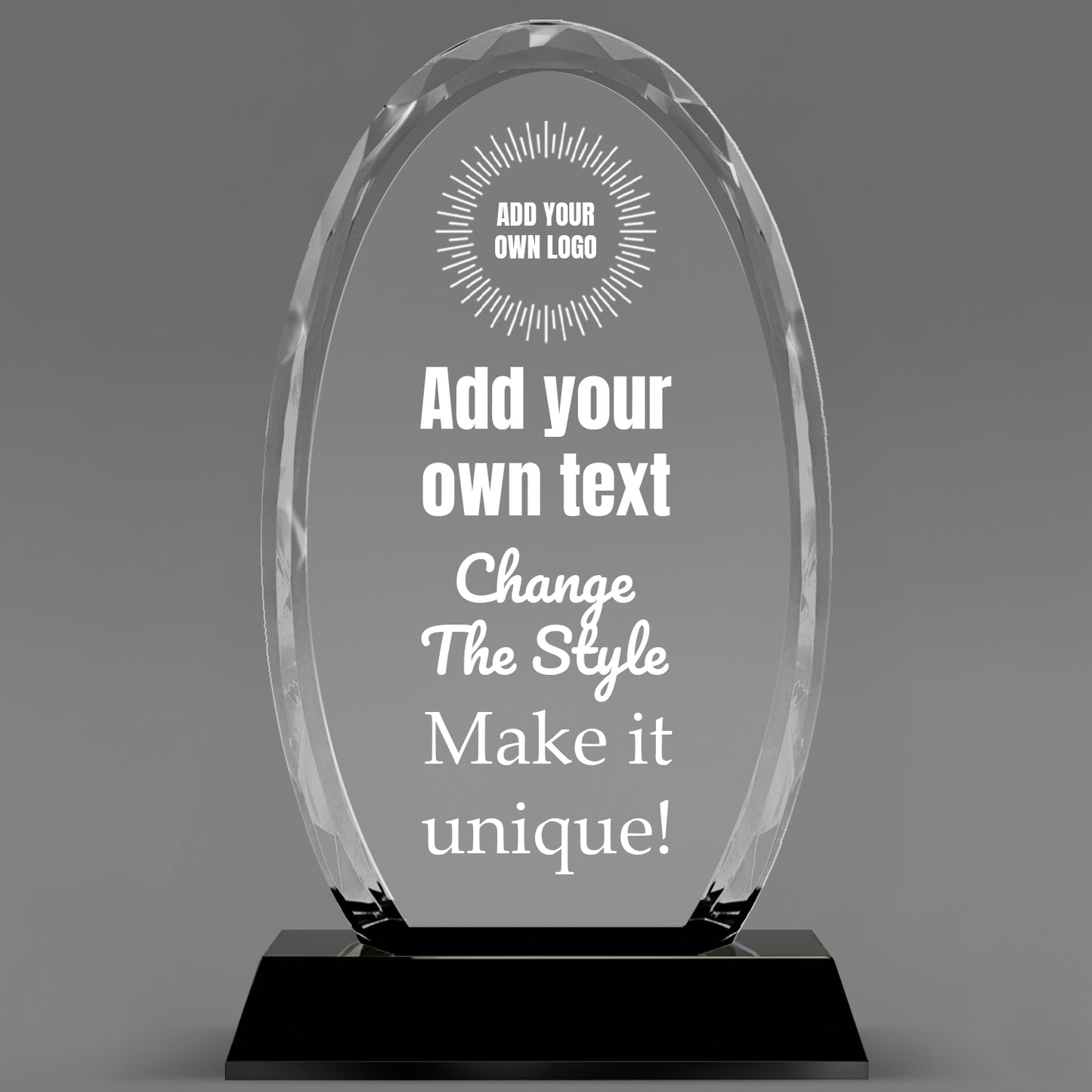 Design Your Own Optical Crystal Glass Oval Facet Award