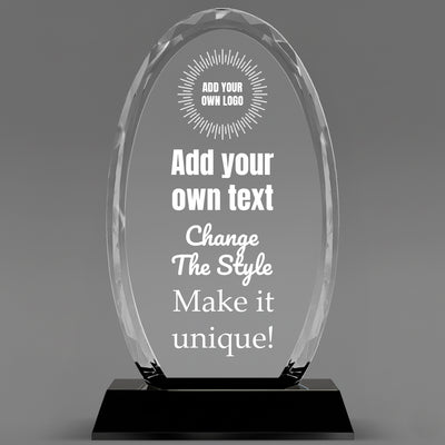 Design Your Own Optical Crystal Glass Oval Facet Award