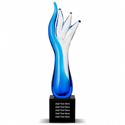 17” Blue Aspire Art Glass Award - Personalize Online