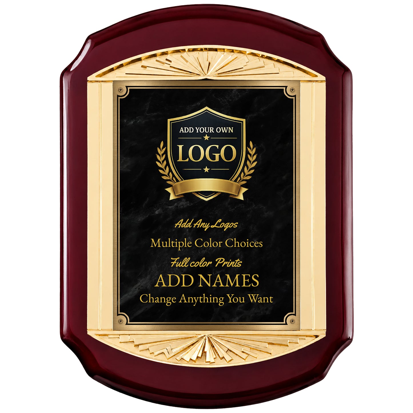 Cast Metal Rosewood Recognition Plaque with Full Color Plate – 11" x 15"