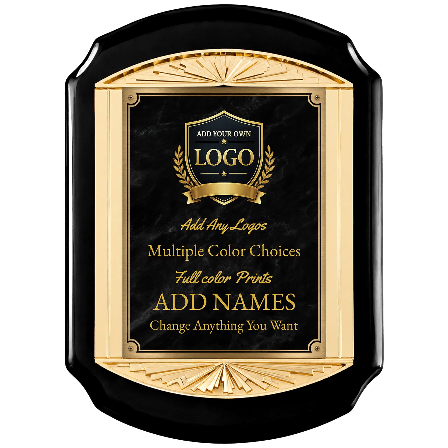 Cast Metal Black Rosewood Recognition Plaque with Full Color Plate – 11" x 15"