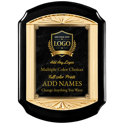 Cast Metal Black Rosewood Recognition Plaque with Full Color Plate – 11" x 15"