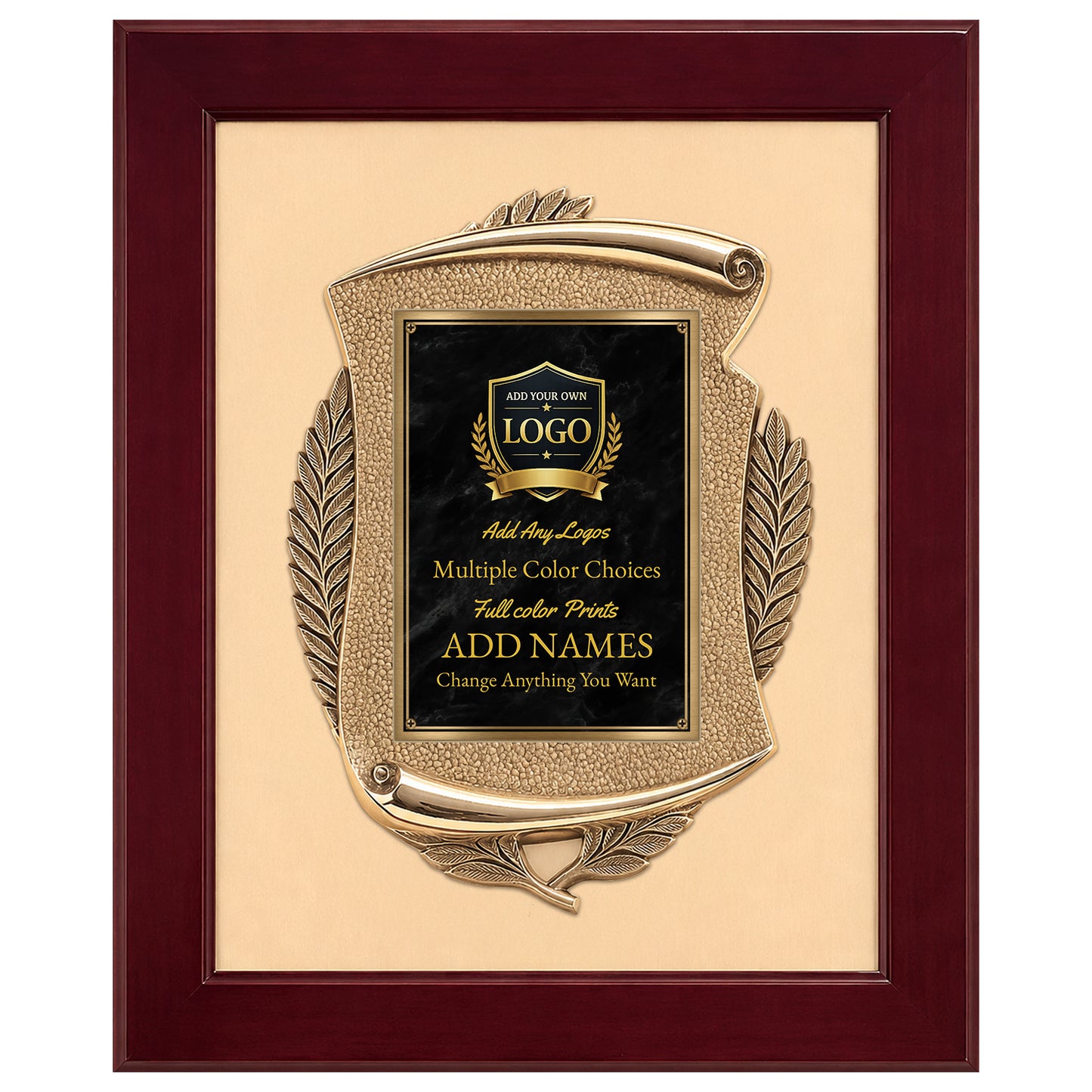 Rosewood Piano Finish Frame, Antique Bronze Casting 14" x 17"