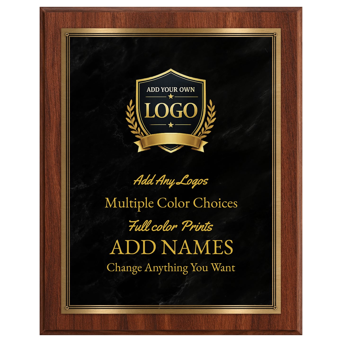 American Walnut With Marble Effect Metal Plaques - 6 Sizes