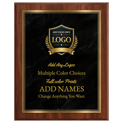 American Walnut With Marble Effect Metal Plaques - 6 Sizes