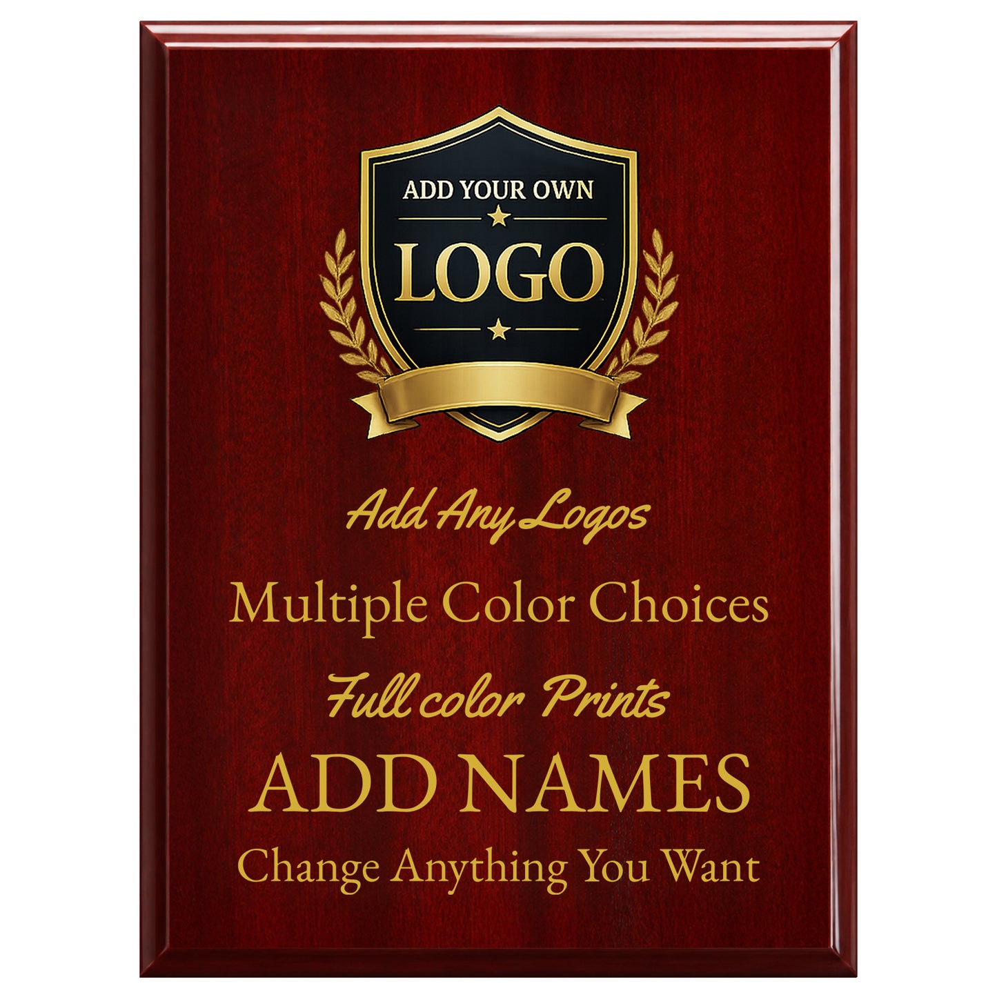 Custom Simulated Walnut Plaque with Full Color UV Printing - 4 Colors Available
