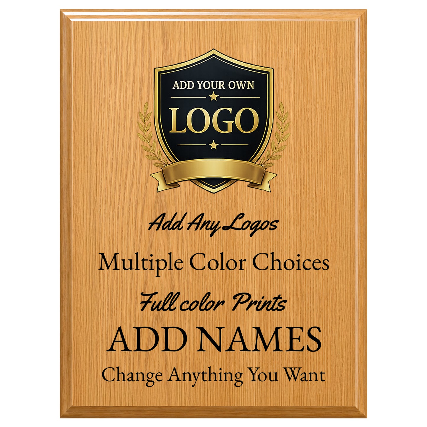 Custom Simulated Walnut Plaque with Full Color UV Printing - 4 Colors Available