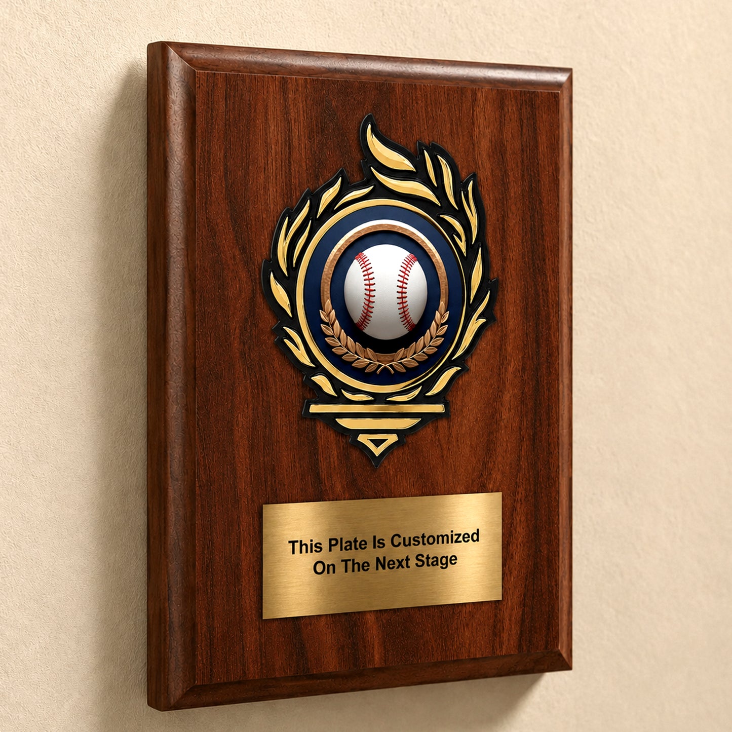 Baseball Mylar Flame Style Plaque - Personalized Metal Plate - 4 Frame Colors