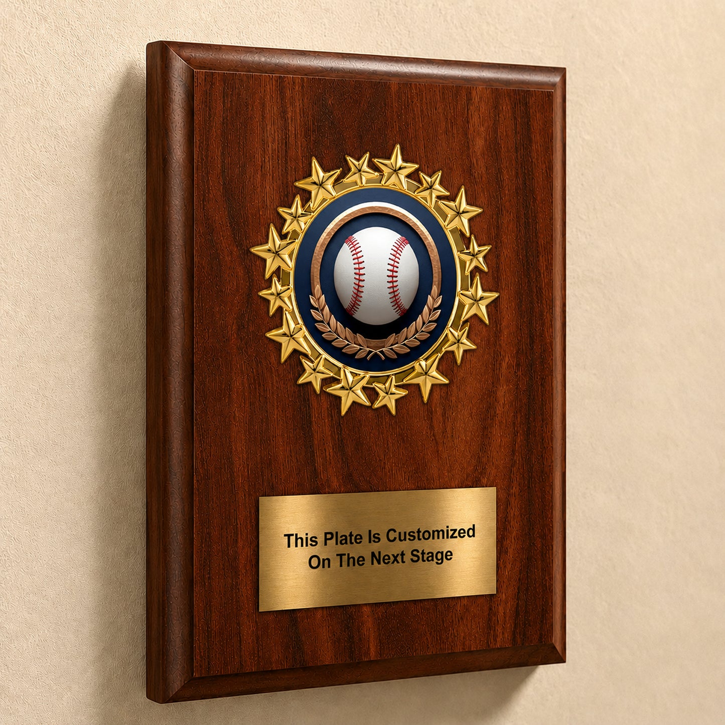 Baseball Mylar Star Style Plaque - Personalized Metal Plate - 4 Frame Colors