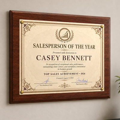 Certificate Holder Plaque - 10.5" x 13" Wall Mount Award Display Frame - 4 Frame Colors - Certificate Not Included