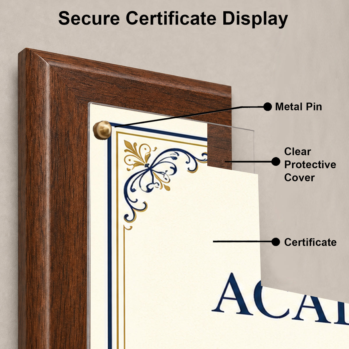 Certificate Holder Plaque - 10.5" x 13" Wall Mount Award Display Frame - 4 Frame Colors - Certificate Not Included