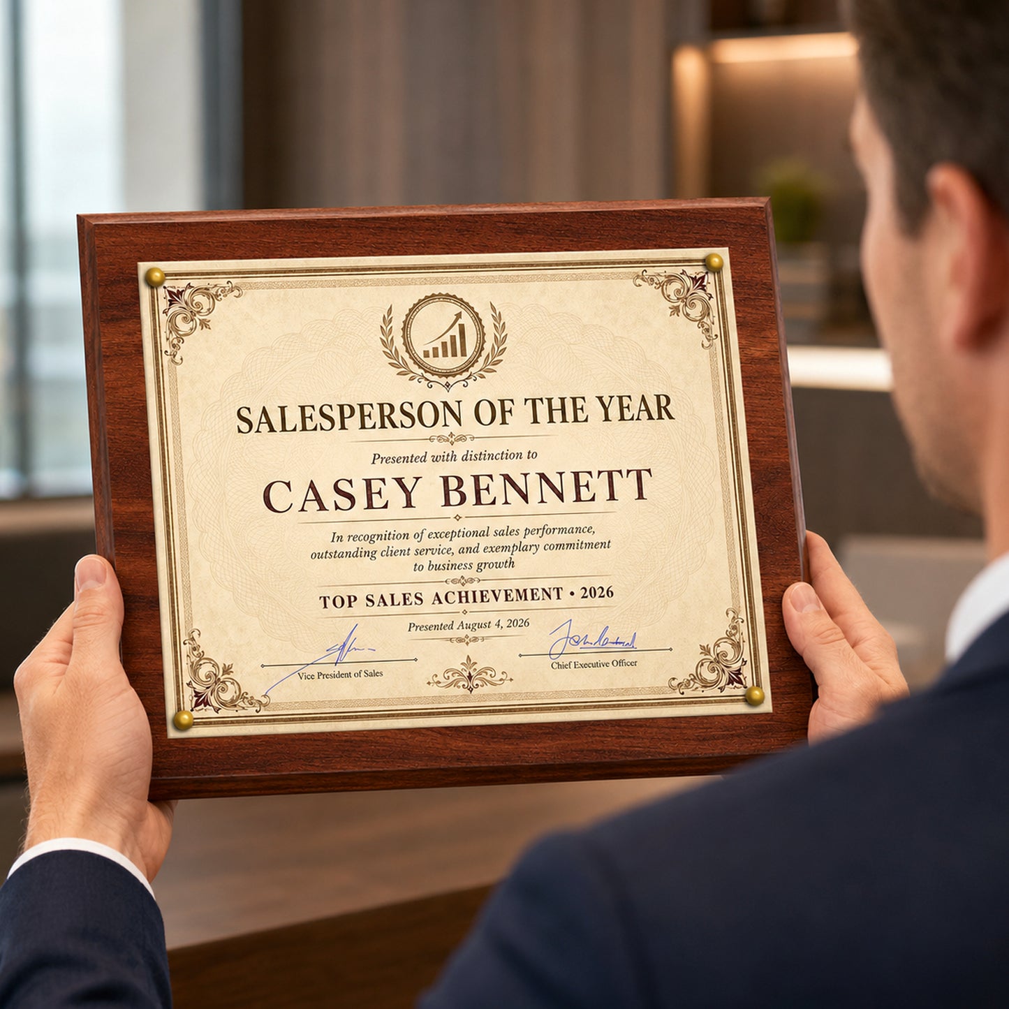 Certificate Holder Plaque - 10.5" x 13" Wall Mount Award Display Frame - 4 Frame Colors - Certificate Not Included