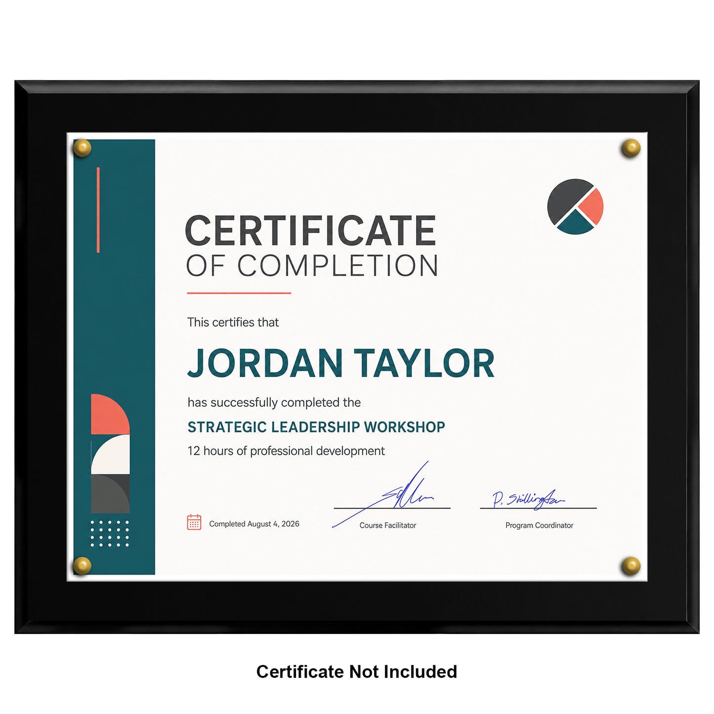 Certificate Holder Plaque - 10.5" x 13" Wall Mount Award Display Frame - 4 Frame Colors - Certificate Not Included