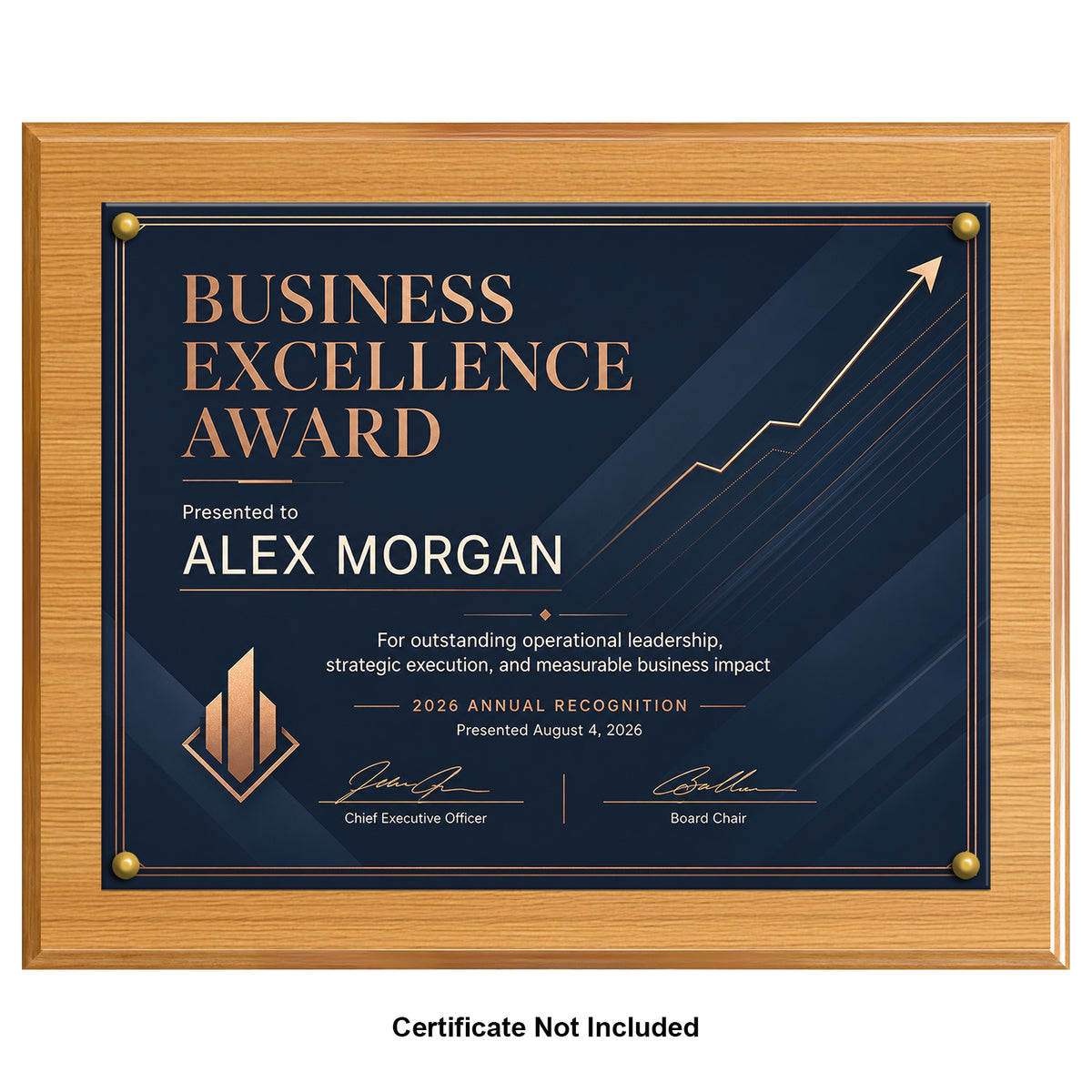 Certificate Holder Plaque - 10.5" x 13" Wall Mount Award Display Frame - 4 Frame Colors - Certificate Not Included