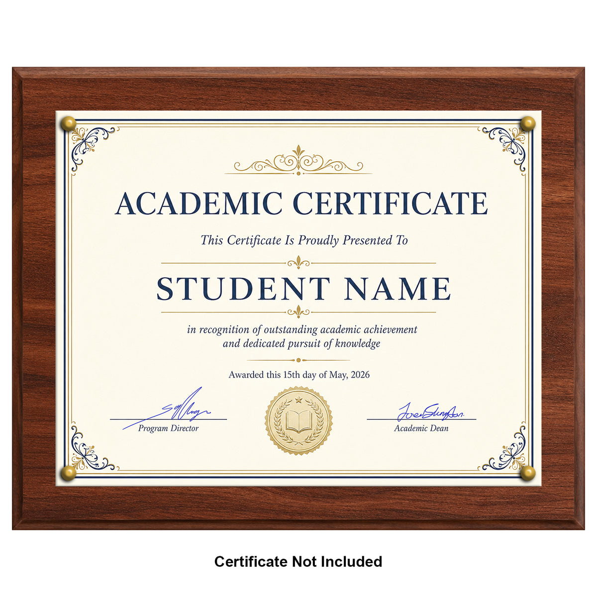 Certificate Holder Plaque - 10.5" x 13" Wall Mount Award Display Frame - 4 Frame Colors - Certificate Not Included
