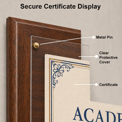 EZ Slide Certificate Holder Plaque with Border - 10.5" x 13" Wall Mount Award Display Frame - 4 Frame Colors - Certificate Not Included