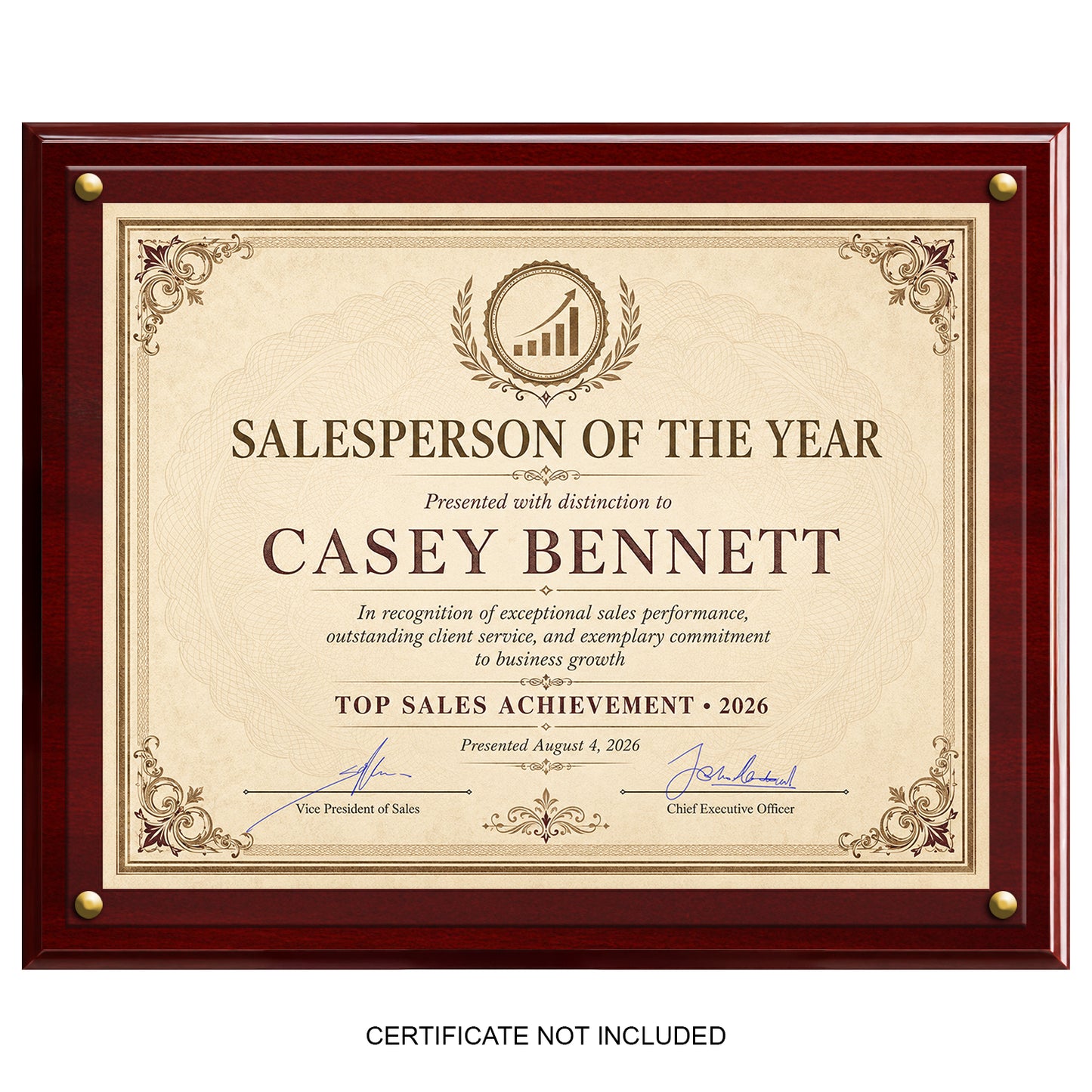 Certificate Holder Plaque with Border - 10.5" x 13" Wall Mount Award Display Frame - 4 Frame Colors