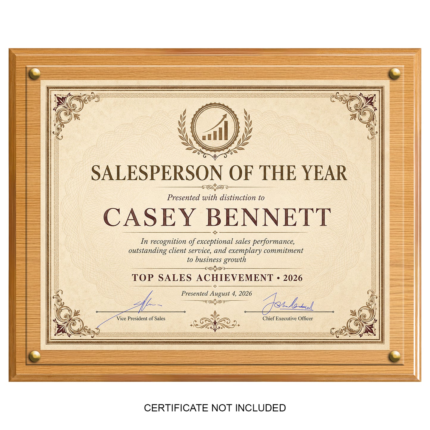 Certificate Holder Plaque with Border - 10.5" x 13" Wall Mount Award Display Frame - 4 Frame Colors