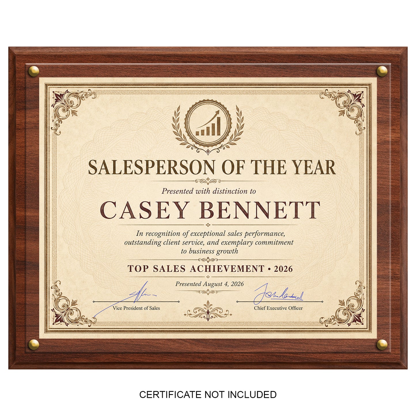 Certificate Holder Plaque with Border - 10.5" x 13" Wall Mount Award Display Frame - 4 Frame Colors