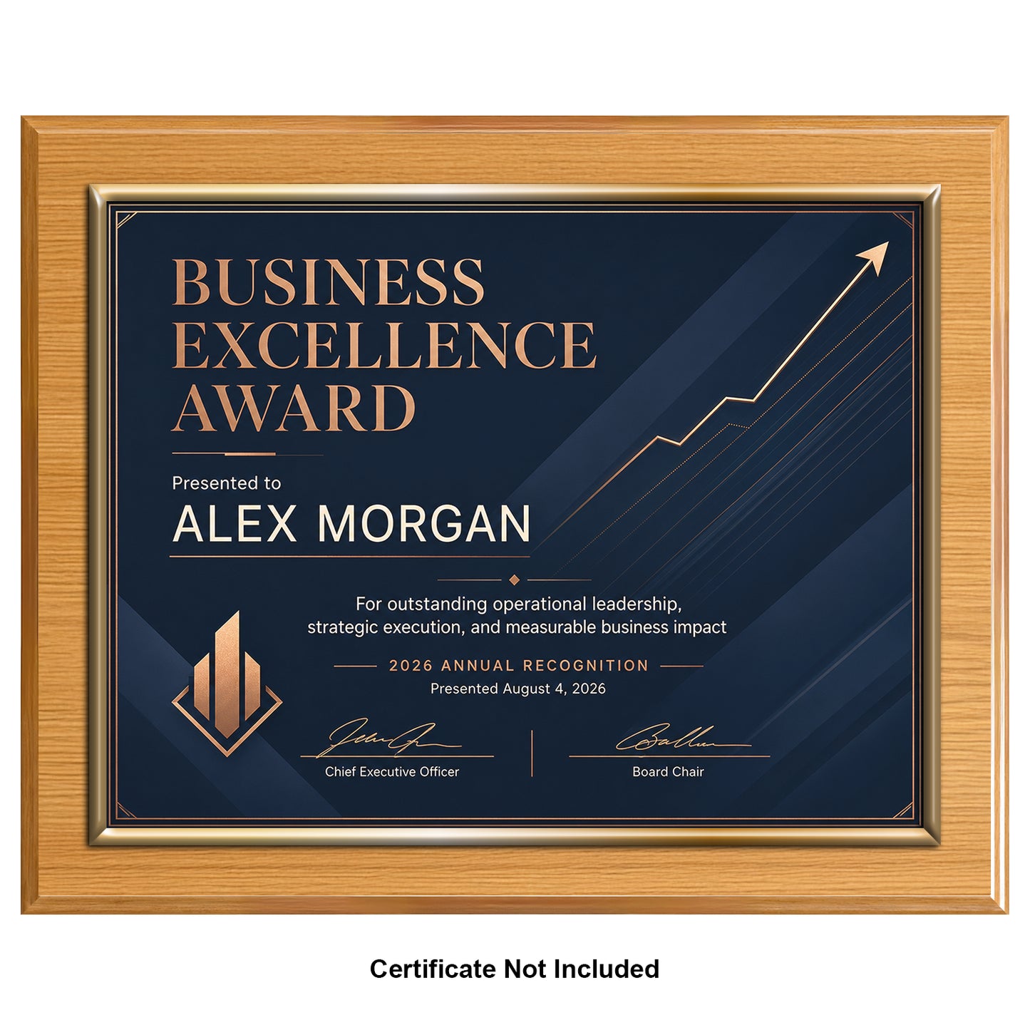 Certificate Holder Plaque with Gold Molding - 10.5" x 13" Wall Mount Award Display Frame