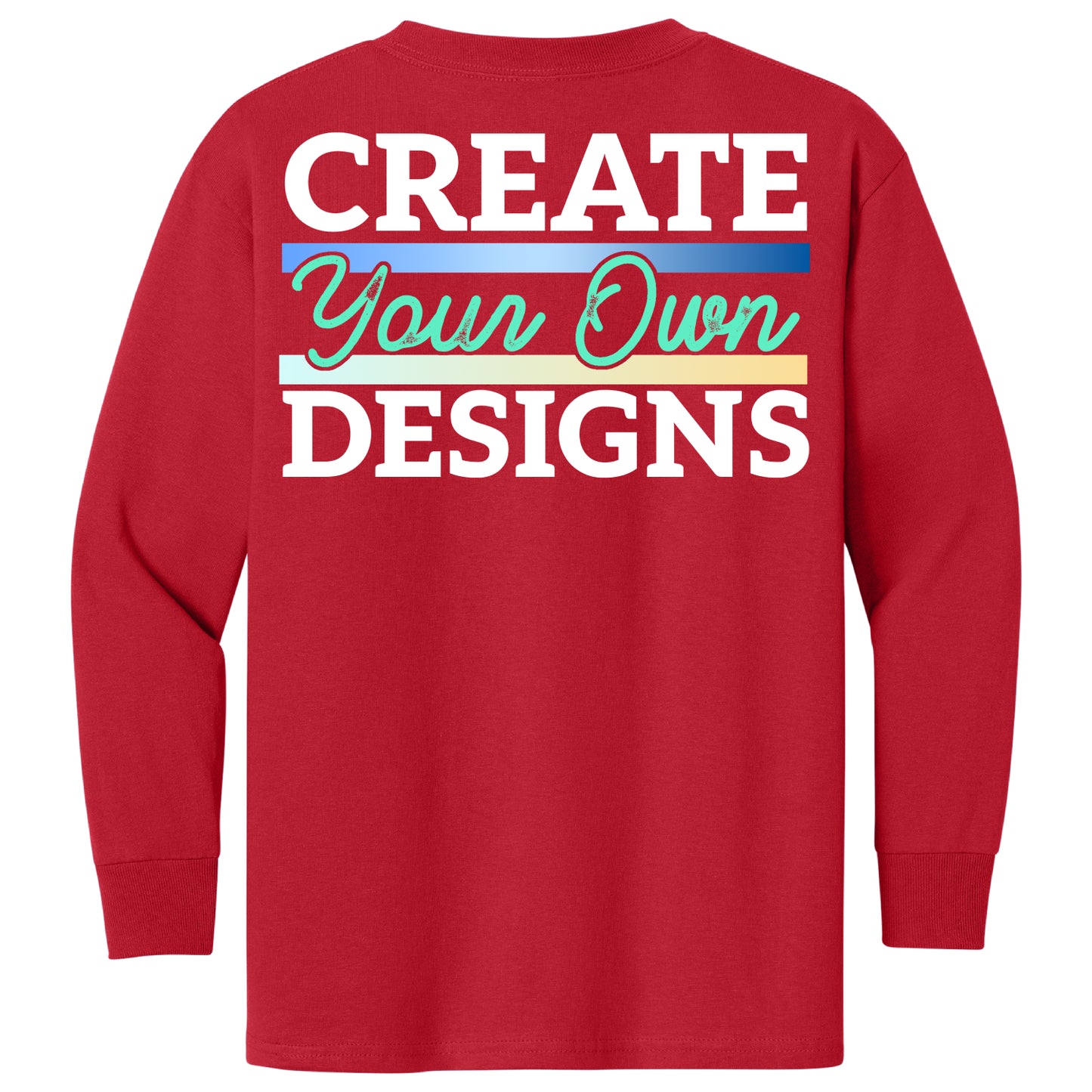 Gildan 5400B Youth Heavy Cotton Long Sleeve T-Shirt Front And Back Print