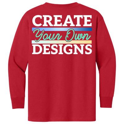 Gildan 5400B Youth Heavy Cotton Long Sleeve T-Shirt Front And Back Print