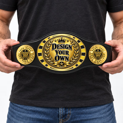 Personalized Fantasy Football League Juniors Championship Belt – Black, 3 Mylar Plates
