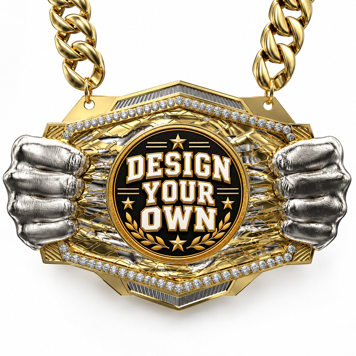 Custom Fantasy Football Medal - Design Your Own, Knock Out Champ Chain with Premium Chain