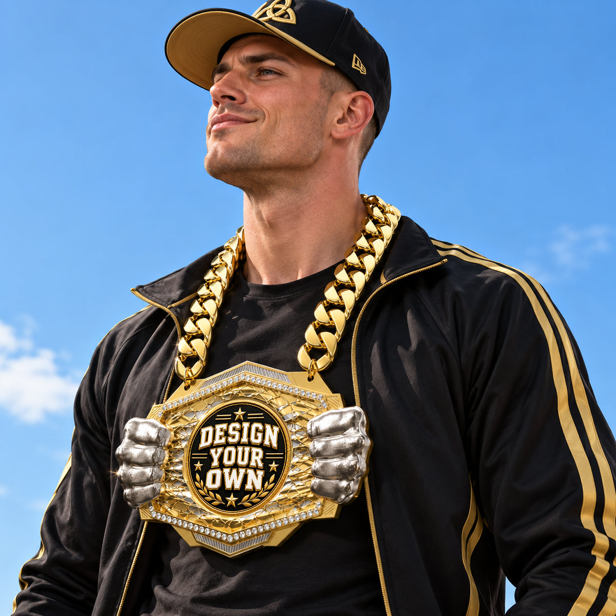 Custom Fantasy Football Medal - Design Your Own, Knock Out Champ Chain with Premium Chain