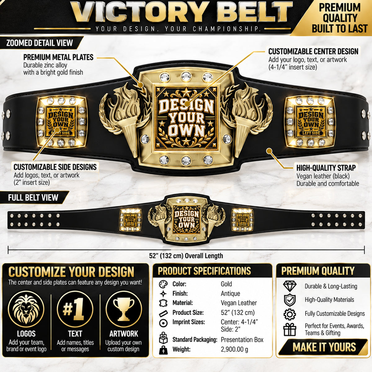 Custom Tennis Victory Championship Belt – Design Your Own