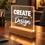 Custom Acrylic LED Night Light with Wooden Base - Design Your Own