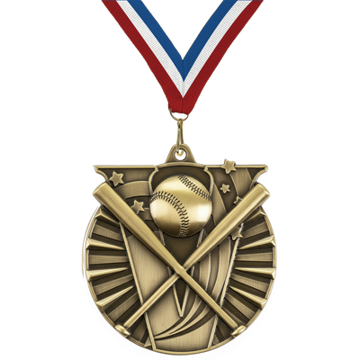 2" Victory Softball Medal – Gold, Silver & Bronze with Custom Ribbons in 30 Colors