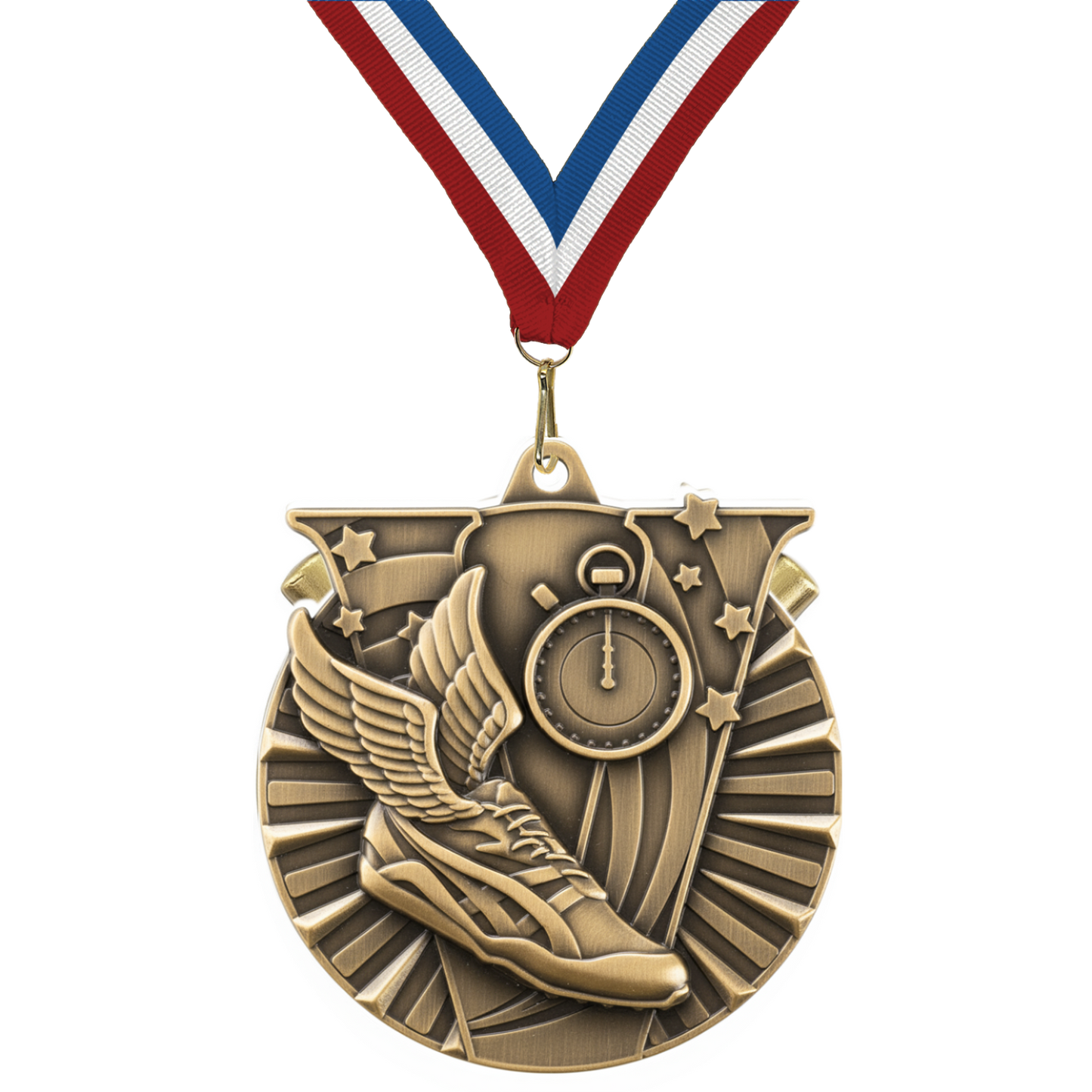 2" Victory Track & Field Medal – Gold, Silver & Bronze with Custom Ribbons in 30 Colors