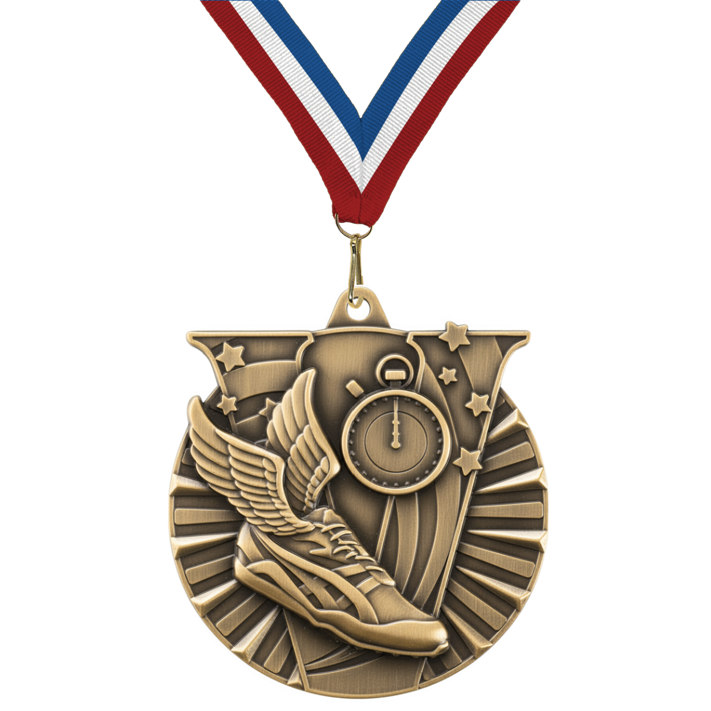 2" Victory Track & Field Medal – Gold, Silver & Bronze with Custom Ribbons in 30 Colors